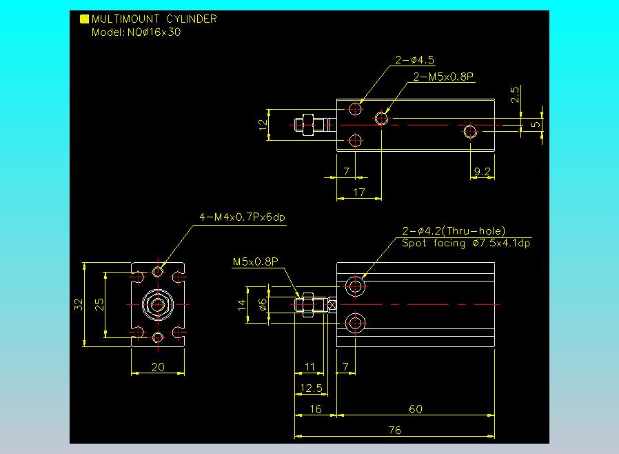 螺牙氣缸  多固型氣缸2D-NQ16x30