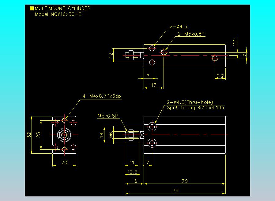 螺牙氣缸  多固型氣缸2D-NQ16x30-S
