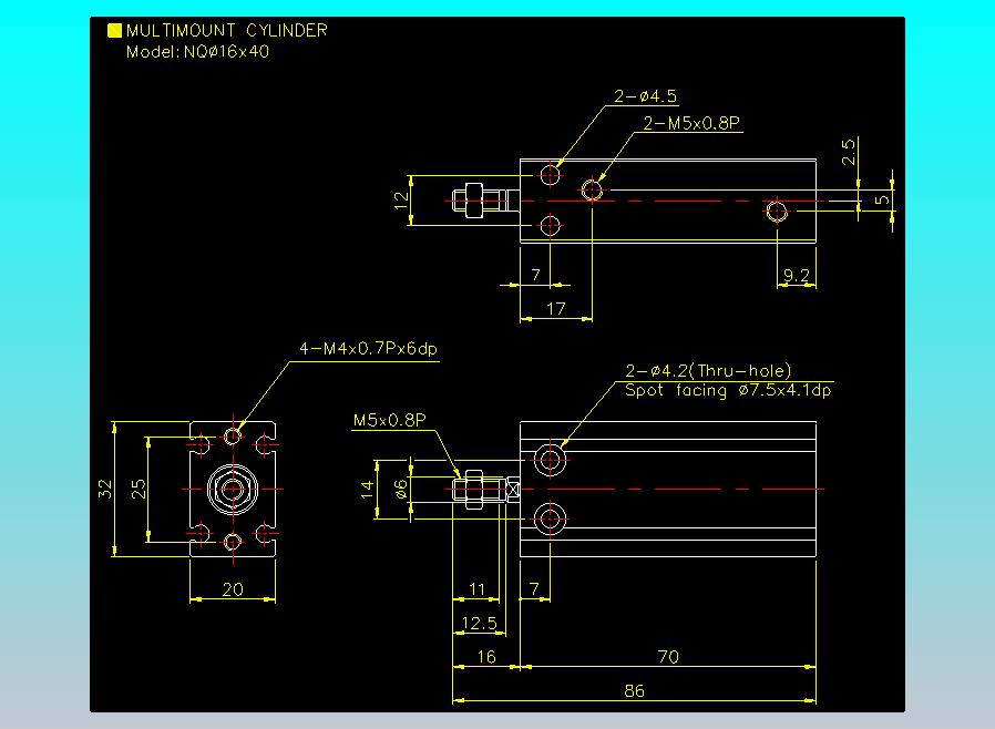螺牙氣缸  多固型氣缸2D-NQ16x40