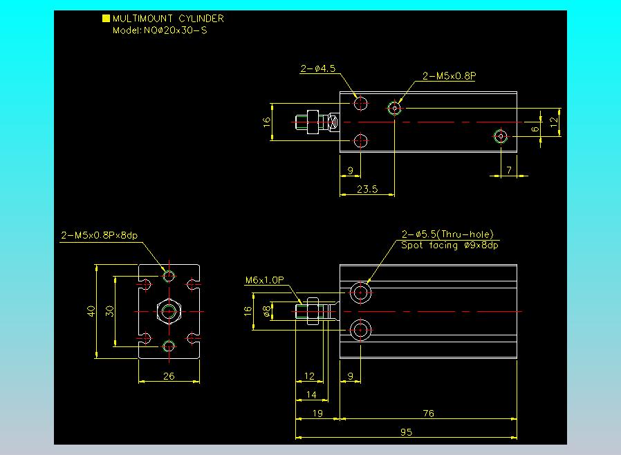 螺牙氣缸  多固型氣缸2D-NQ20x30-S
