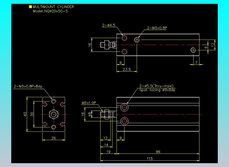 螺牙氣缸  多固型氣缸2D-NQ20x50-S