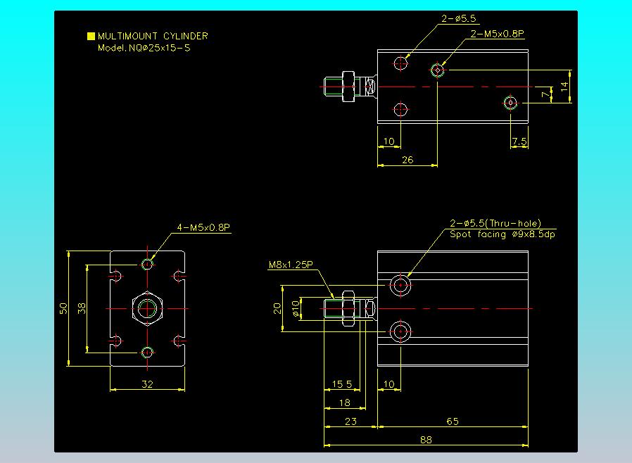 螺牙氣缸  多固型氣缸2D-NQ25x15-S