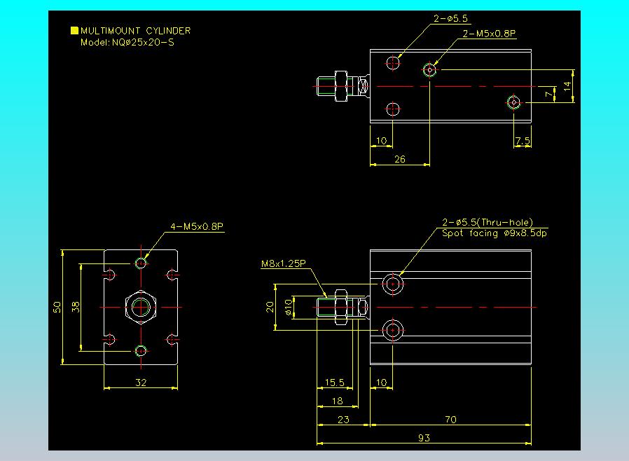 螺牙氣缸  多固型氣缸2D-NQ25x20-S