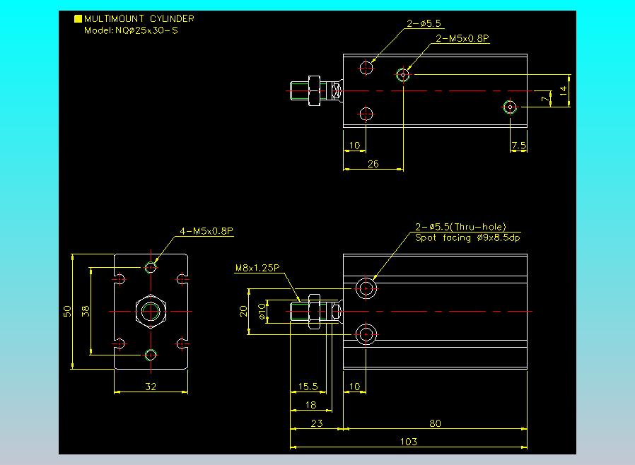 螺牙氣缸  多固型氣缸2D-NQ25x30-S