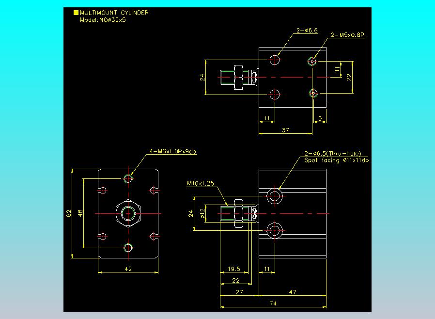 螺牙氣缸  多固型氣缸2D-NQ32x5