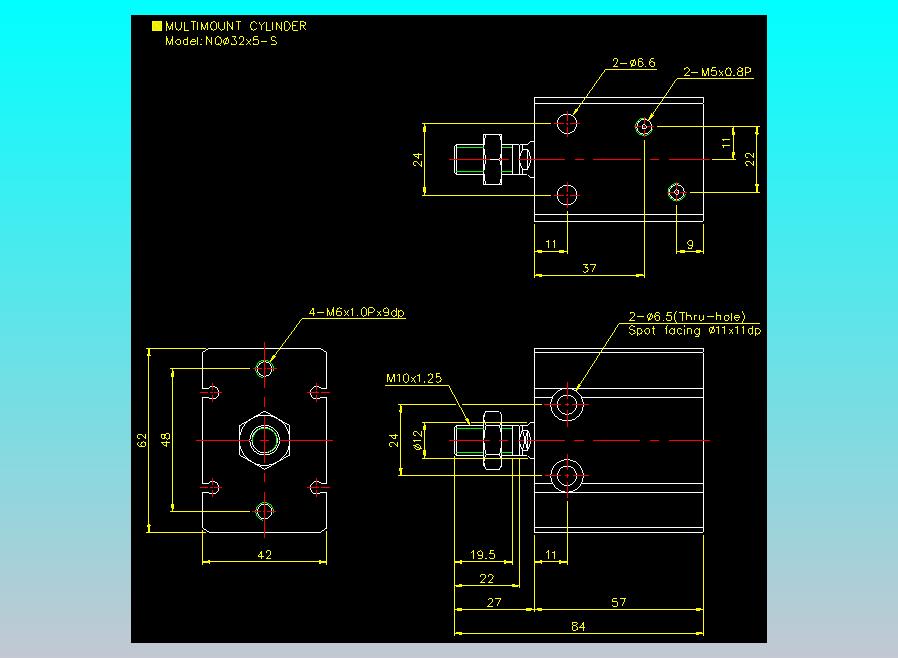 螺牙氣缸  多固型氣缸2D-NQ32x5-S