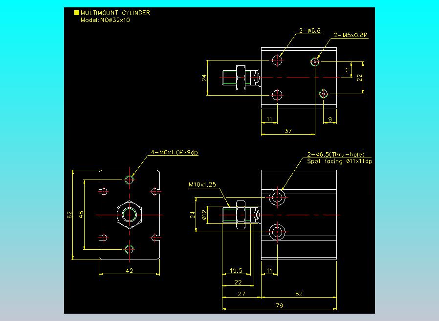 螺牙氣缸  多固型氣缸2D-NQ32x10