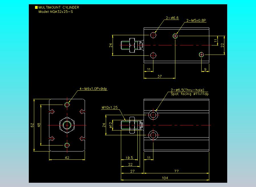 螺牙氣缸  多固型氣缸2D-NQ32x25-S