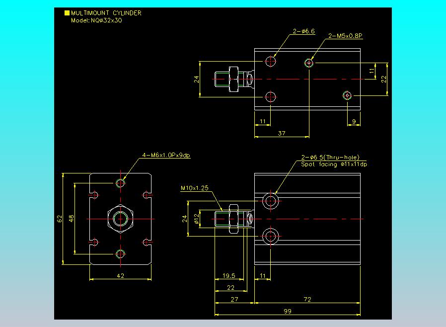 螺牙氣缸  多固型氣缸2D-NQ32x30
