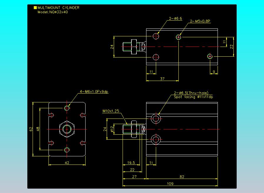 螺牙氣缸  多固型氣缸2D-NQ32x40