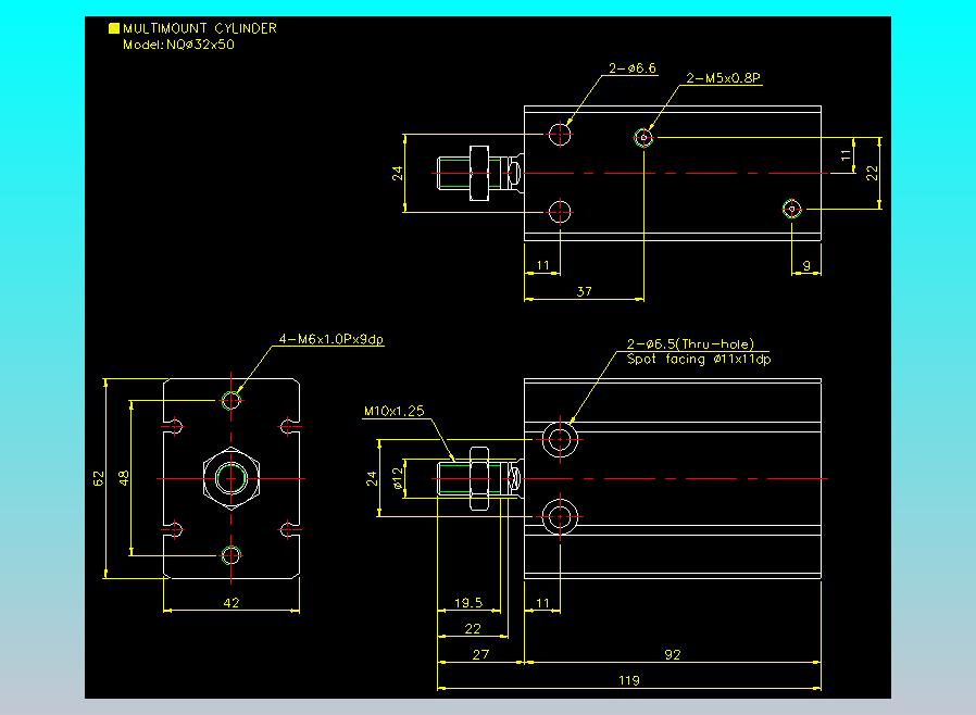 螺牙氣缸  多固型氣缸2D-NQ32x50
