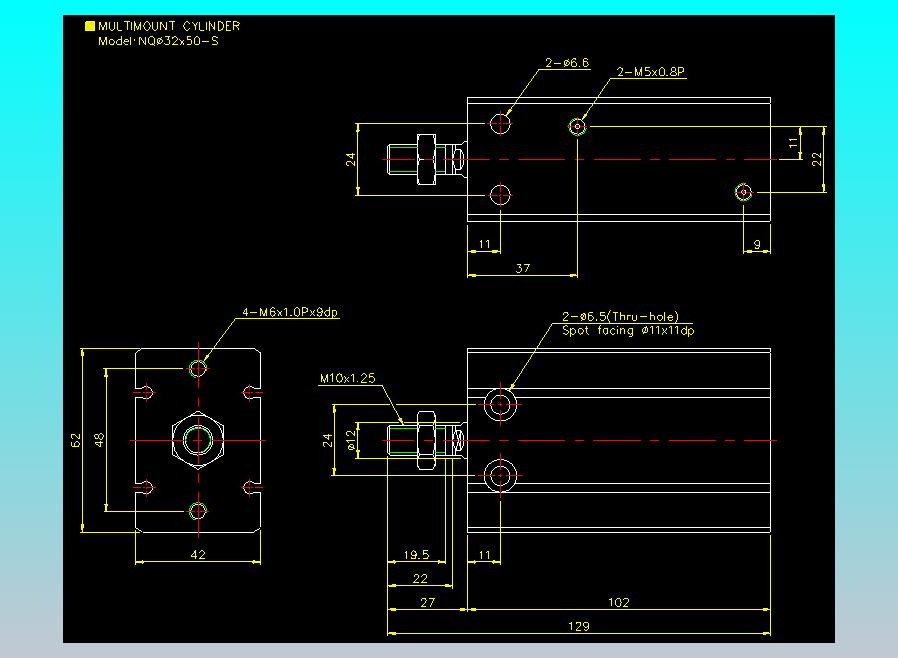 螺牙氣缸  多固型氣缸2D-NQ32x50-S