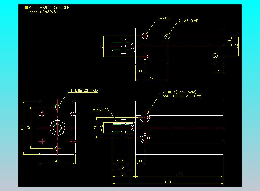 螺牙氣缸  多固型氣缸2D-NQ32x60