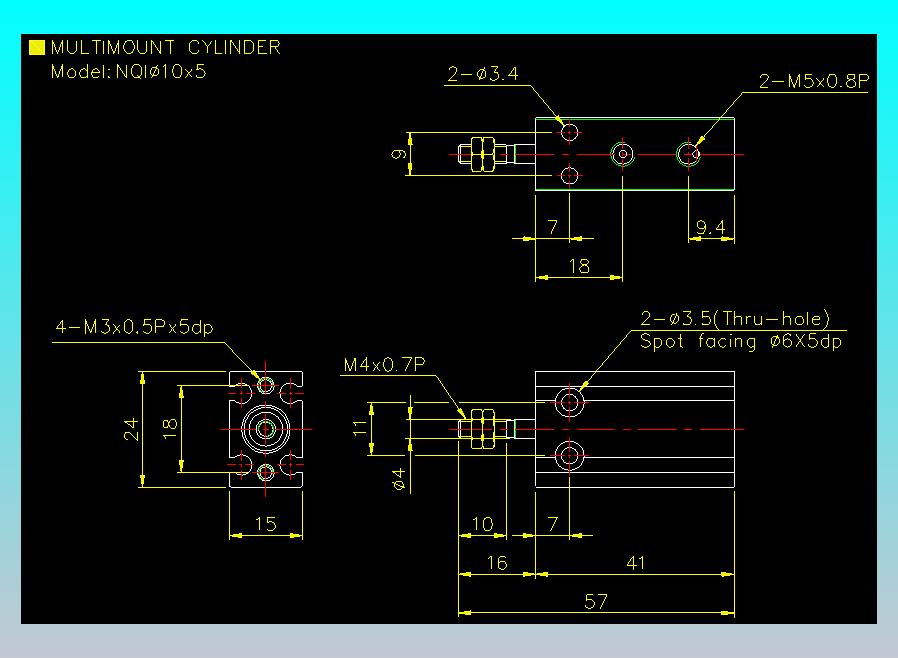 螺牙氣缸  多固型氣缸2D-NQI10x5