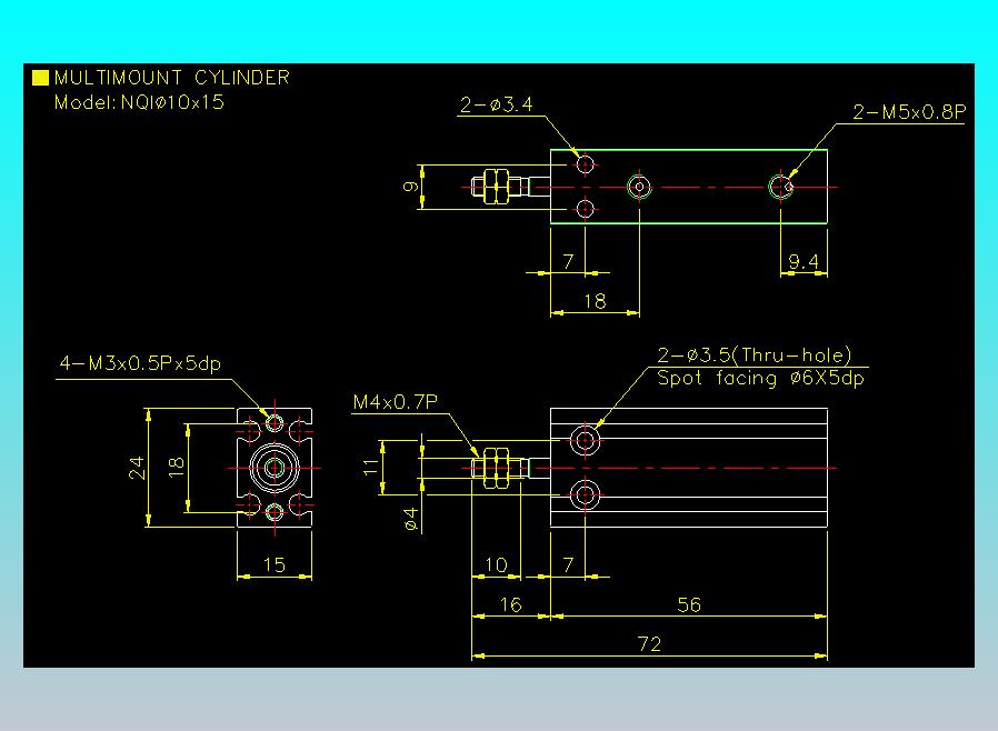 螺牙氣缸  多固型氣缸2D-NQI10x15