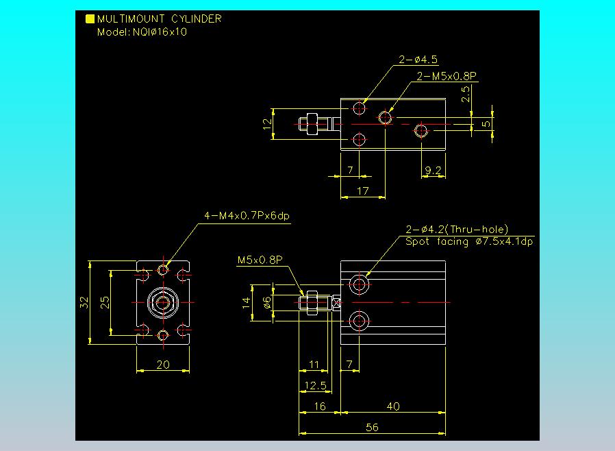 螺牙氣缸  多固型氣缸2D-NQI16x10