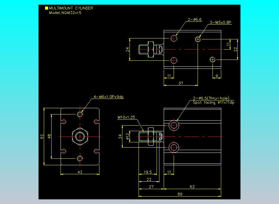 螺牙氣缸  多固型氣缸2D-NQI32x15