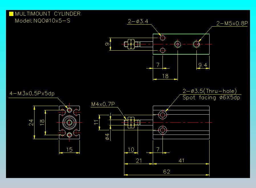 螺牙氣缸  多固型氣缸2D-NQO10x5-S