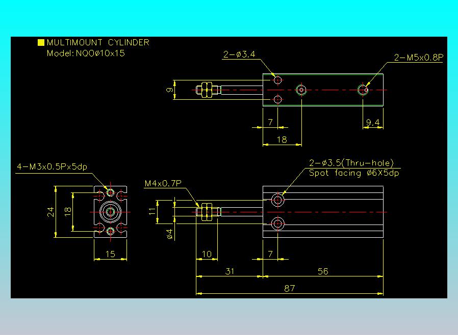 螺牙氣缸  多固型氣缸2D-NQO10x15