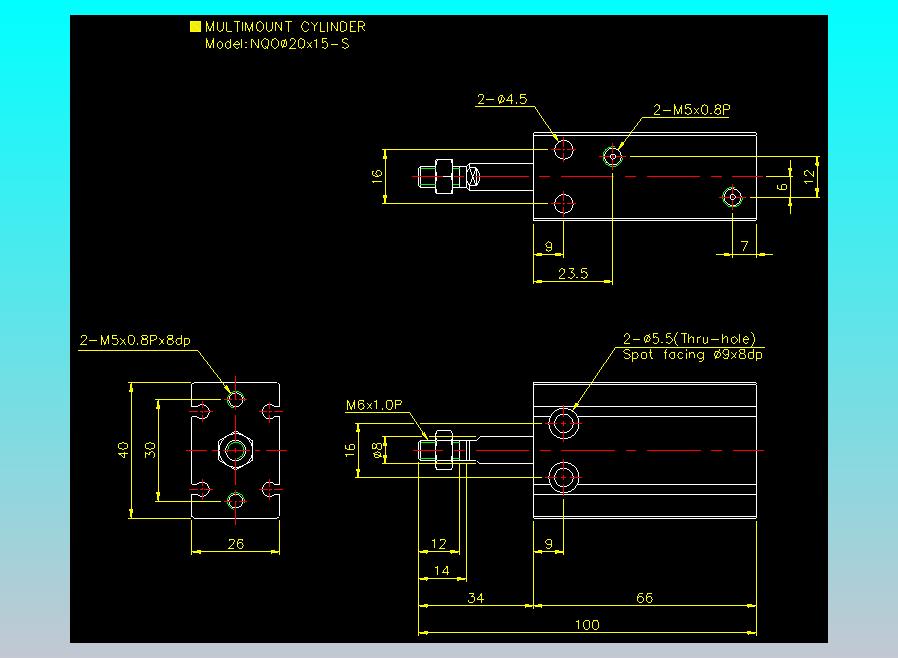 螺牙氣缸  多固型氣缸2D-NQO20x15-S