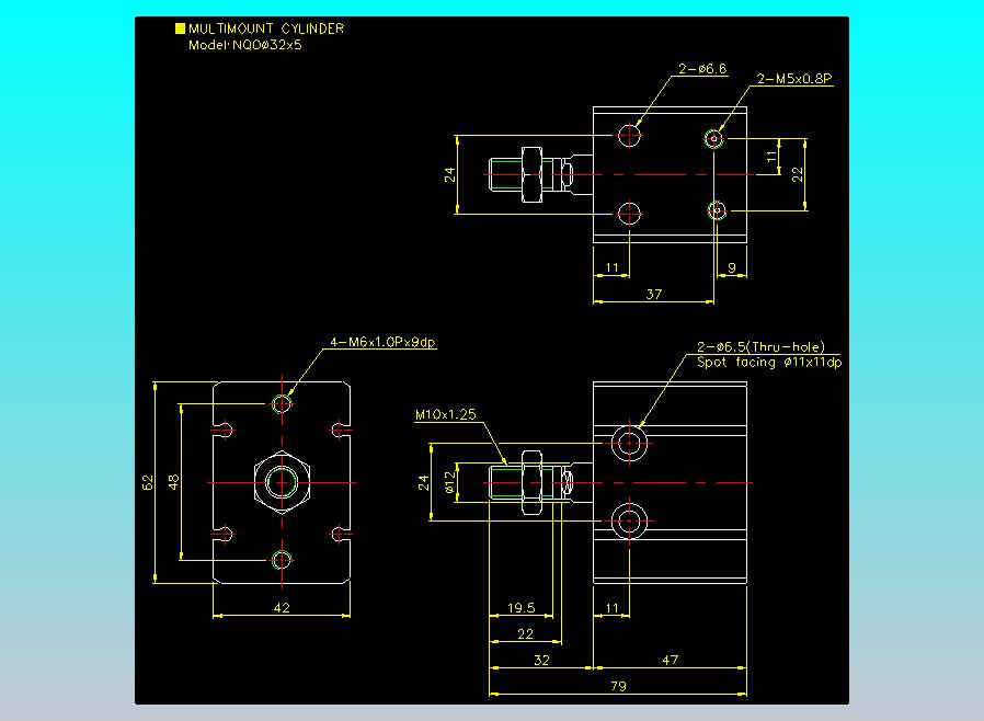螺牙氣缸  多固型氣缸2D-NQO32x5