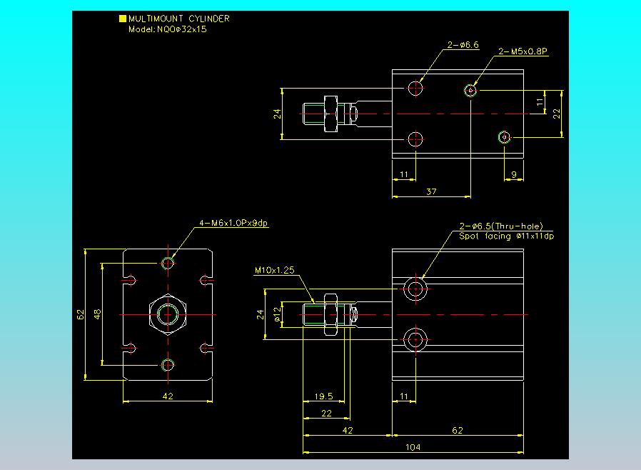 螺牙氣缸  多固型氣缸2D-NQO32x15