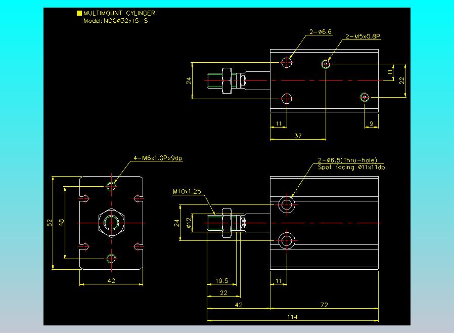 螺牙氣缸  多固型氣缸2D-NQO32x15-S
