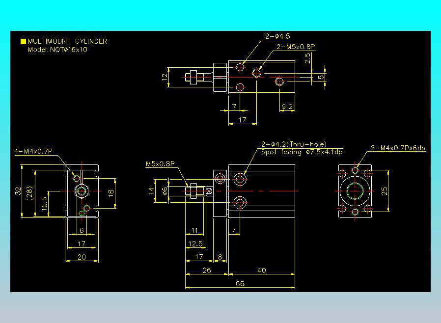 螺牙氣缸  多固型氣缸2D-NQT16x10