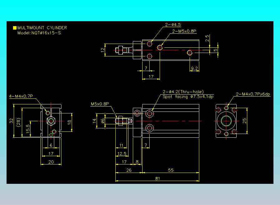 螺牙氣缸  多固型氣缸2D-NQT16x15-S
