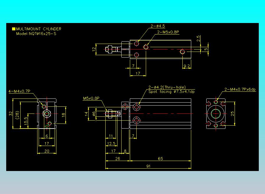 螺牙氣缸  多固型氣缸2D-NQT16x25-S