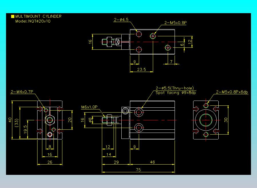 螺牙氣缸  多固型氣缸2D-NQT20x10