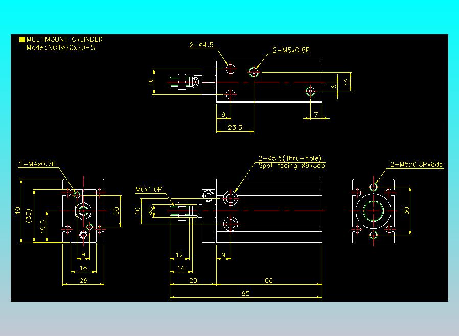 螺牙氣缸  多固型氣缸2D-NQT20x20-S