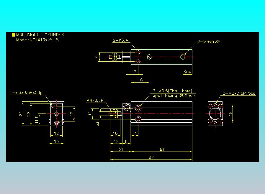 螺牙氣缸  多固型氣缸2D-NQT10x25-S