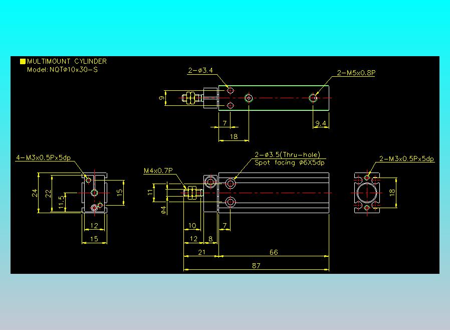 螺牙氣缸  多固型氣缸2D-NQT10x30-S