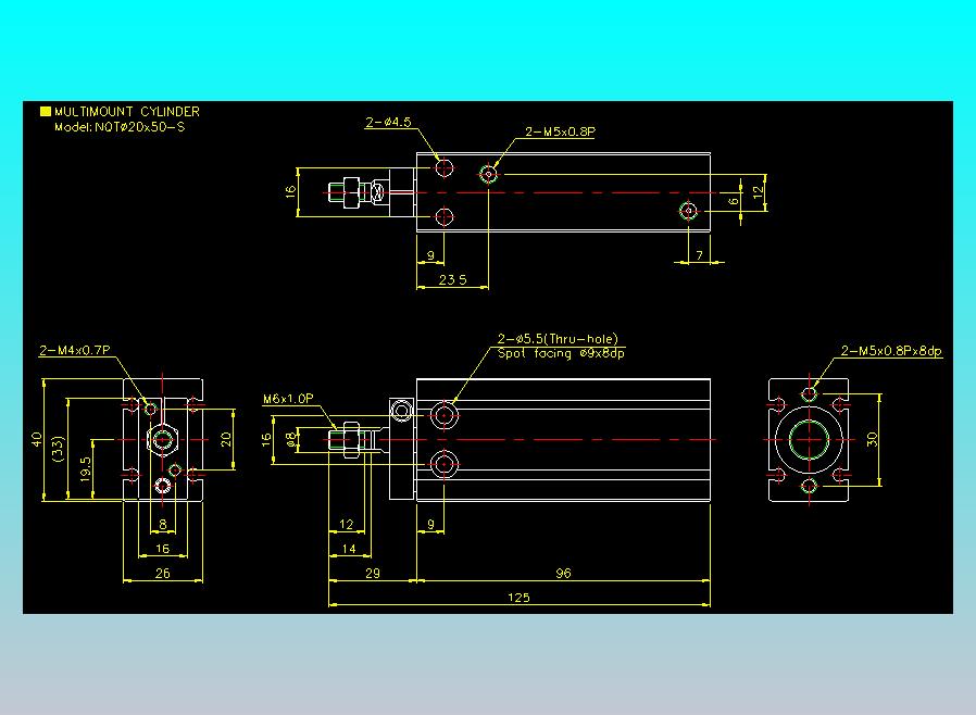 螺牙氣缸  多固型氣缸2D-NQT20x50-S