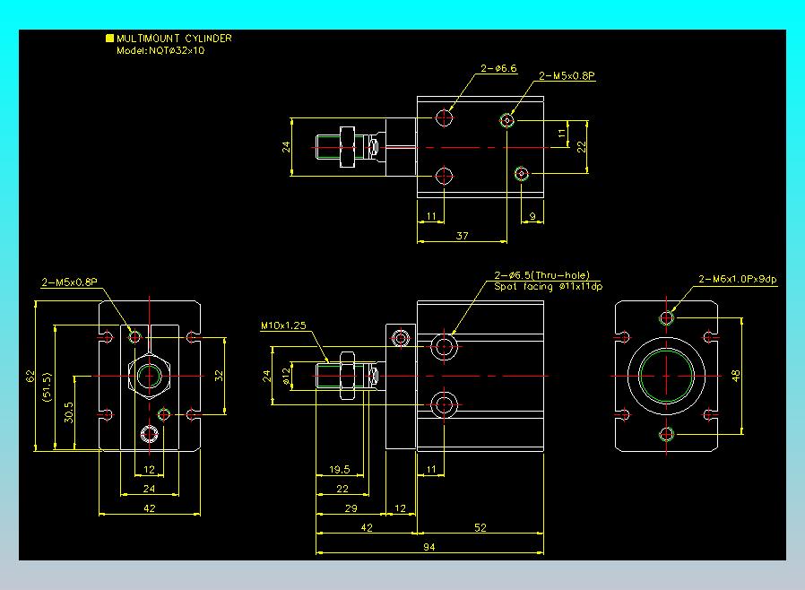 螺牙氣缸  多固型氣缸2D-NQT32x10