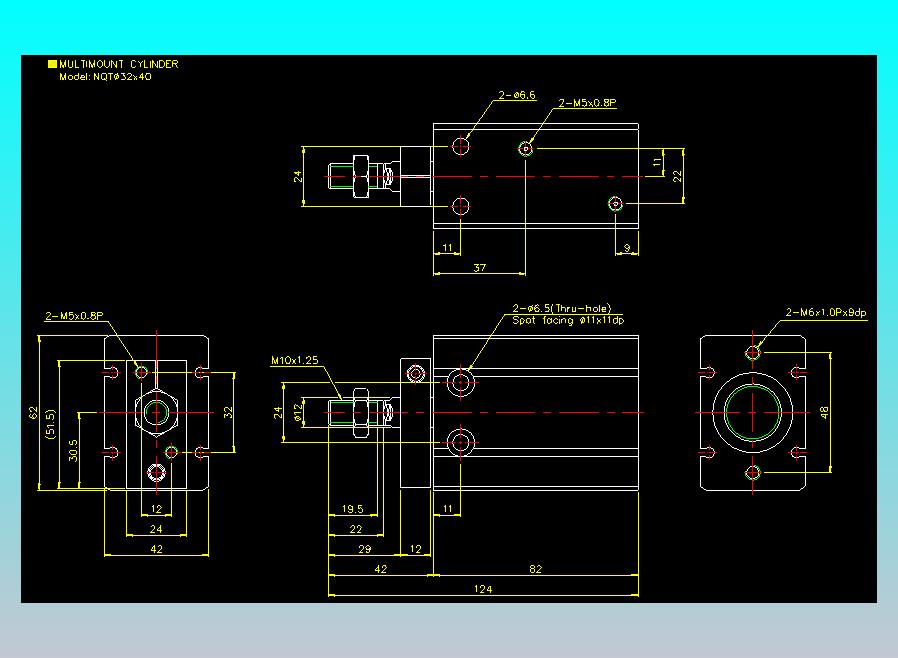 螺牙氣缸  多固型氣缸2D-NQT32x40