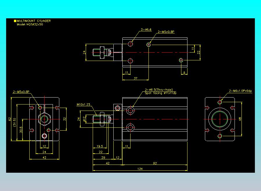 螺牙氣缸  多固型氣缸2D-NQT32x50