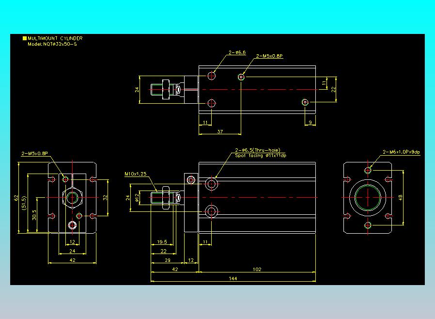 螺牙氣缸  多固型氣缸2D-NQT32x50-S