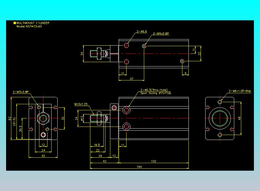 螺牙氣缸  多固型氣缸2D-NQT32x60