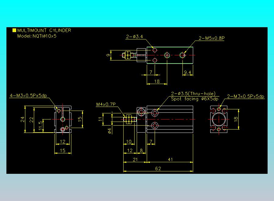 螺牙氣缸  多固型氣缸2D-NQTI10x5