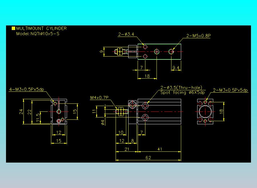 螺牙氣缸  多固型氣缸2D-NQTI10x5-S