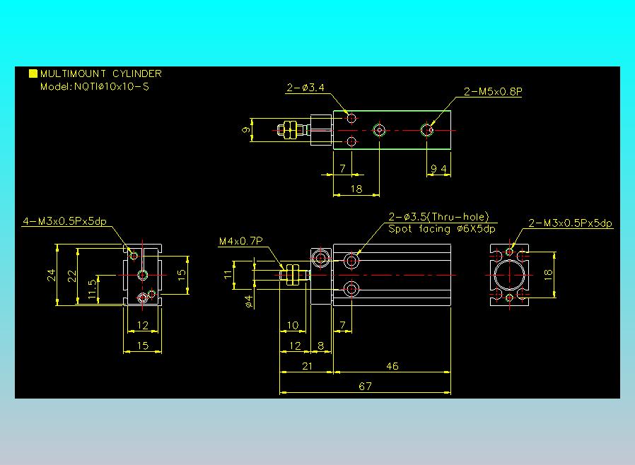 螺牙氣缸  多固型氣缸2D-NQTI10x10-S