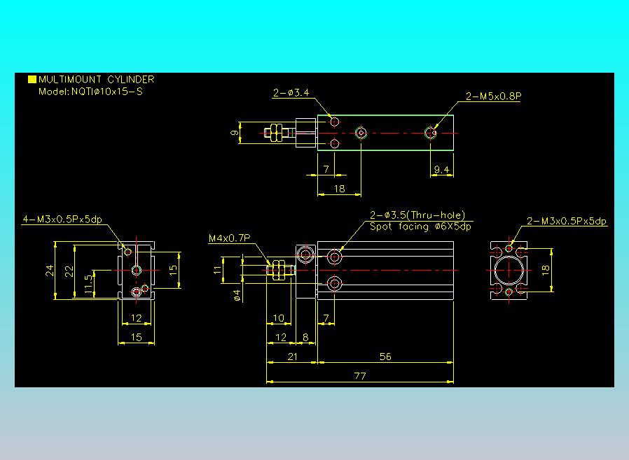 螺牙氣缸  多固型氣缸2D-NQTI10x15-S