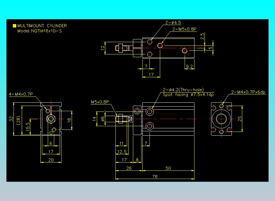 螺牙氣缸  多固型氣缸2D-NQTI16x10-S