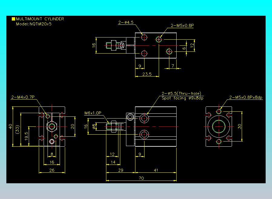 螺牙氣缸  多固型氣缸2D-NQTI20x5