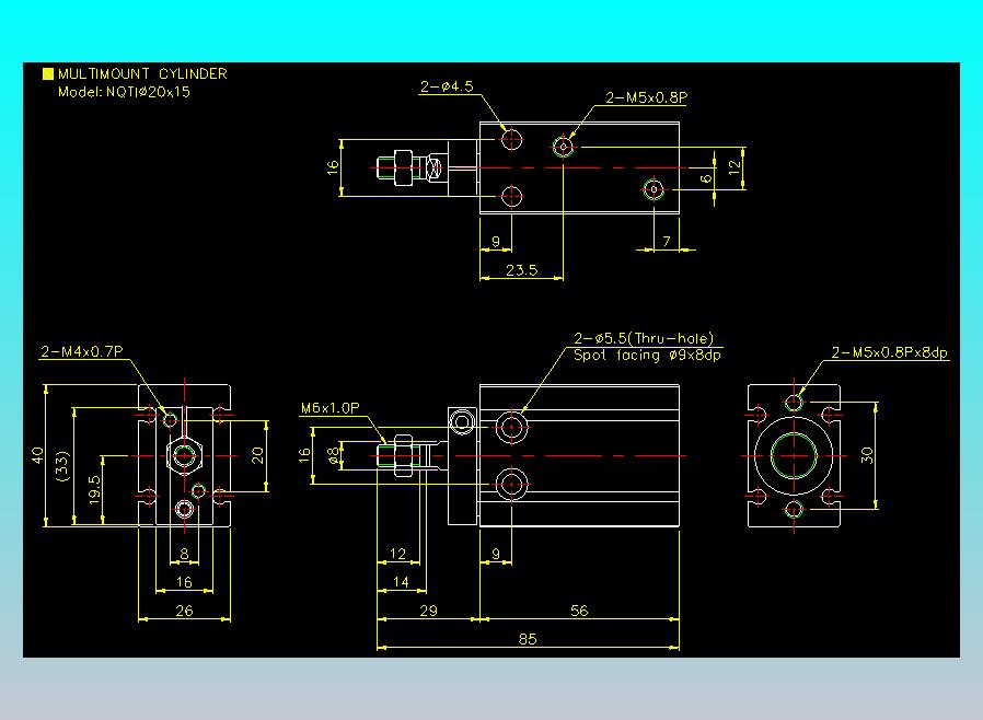 螺牙氣缸  多固型氣缸2D-NQTI20x15