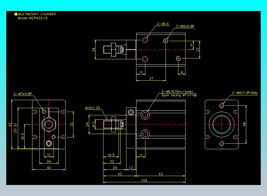 螺牙氣缸  多固型氣缸2D-NQTI32x15