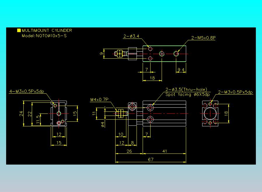 螺牙氣缸  多固型氣缸2D-NQTO10x5-S