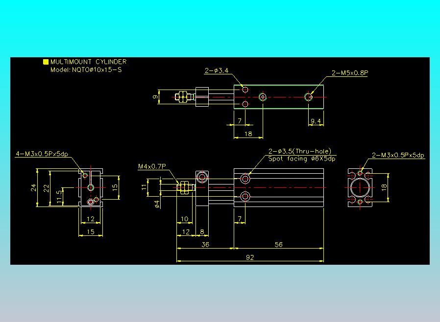 螺牙氣缸  多固型氣缸2D-NQTO10x15-S